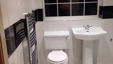 A toilet and bathroom sink